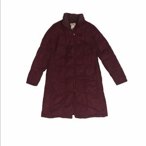 LL BEAN Goose Down Long Stadium Coat Maroon